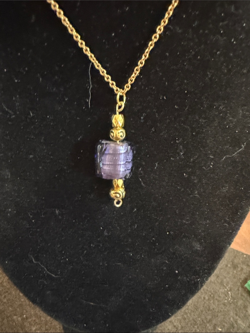 Stella & Dot Gold Chain Necklace with Purple Glass Bead